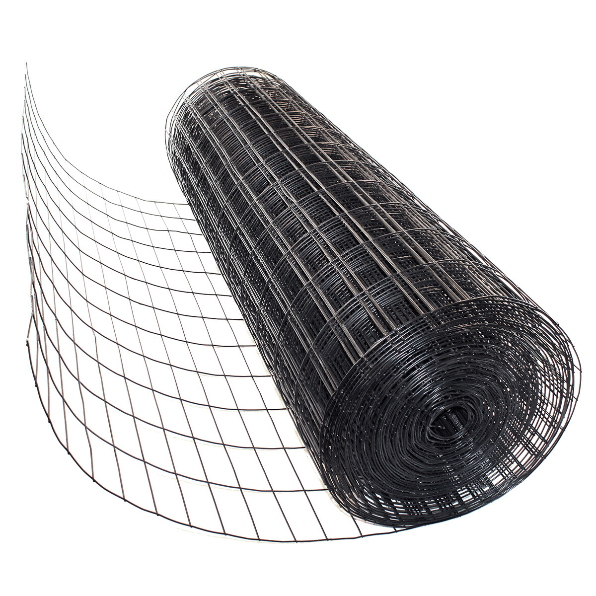 black welded wire fence roll